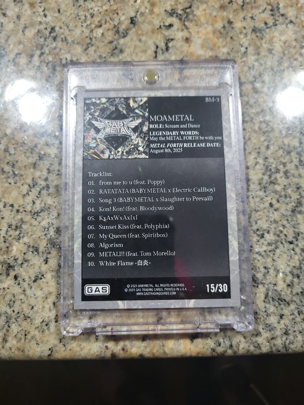 2025 GAS Cards x Complex BM3 BABY METAL MOAMETAL ROOKIE SILVER HOLO FOIL # 15/30